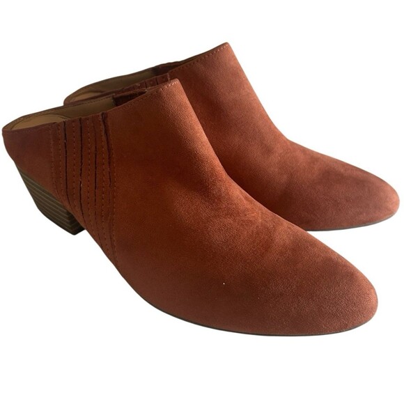 BCBG Generation Lori Faux Suede Rust Slide Mules Heel Shoe Sandals Womens 7B - Picture 6 of 13